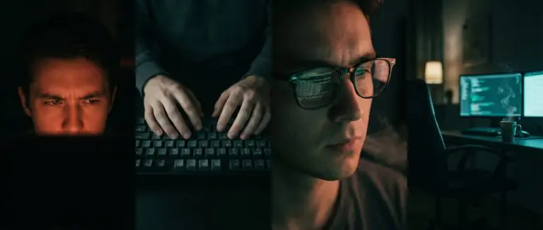 Four sequential scenes showing the emotional journey of an operator trusting AI agents — from tension to resolution to trust earned